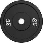 HCE Bumper Plates Olympic Weight Plates Set High-Quality Rubber Bumper Barbell Weight Plates with Steel Hub for Home, Gym, Weightlifting,Strength Training and Bodybuilding(15kg single pc)