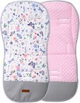 Universal Double Sided Soft Pram Seat Liner Pushchair Buggy Pink/On The Meadow