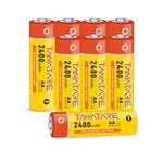 Tanatare AA Rechargeable Batteries 8 Pack, 2400mAh High Capacity NiMH Battery, 1200 Charge Cycles 1.2V Low Self Discharge,Long Lasting Rechargable AA Battery for Garden Solar Lights