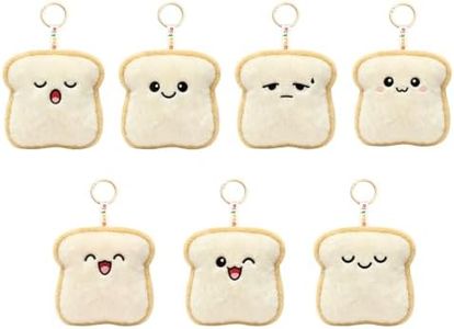 Ausener Weekie Wonders Emotional Toast Support Plush Bag Charm, Soft Plush, Funny Gifts for Mom Teens Adults Coworkers (7-Pack, Toast)