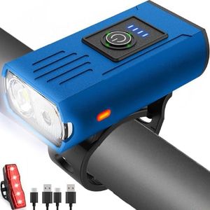 Victoper Blue Bike Light, High Lumens Super Bright Bike Lights, 6+4 Modes USB Rechargeable Bicycle Headlight & Taillight Set, Waterproof Safety Bikes Front & Rear Lights for Road, Night Riding