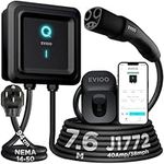 EVIQO Level 2 EV Charger - NACS Charger Compatible with Tesla - 40 Amp EV Level 2 w/NACS, 240V NEMA 14-50 EVSE, 25' Cord
