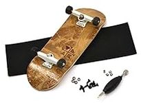 Teak Tuning Prolific Complete Fingerboard with Upgraded Components, Toasted S'Mores Edition - Pro Board Shape and Size, Bearing Wheels, Trucks, and Locknuts - 32mm x 97mm Handmade Wooden Board