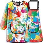 MINIQ Kids Art Smock and Painting Apron Kit,Waterproof Artist Smocks with Pocket Long Sleeves and Aprons for Age 8-14