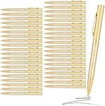 100 Pcs Wedding Pens Metal Slim Ballpoint Pens 1 mm Medium Point Metallic Retractable Pens Black Ink Fancy Wedding Pens for Bridal Shower Party Gift Guest Office Business Students Teachers (Gold)