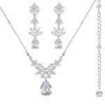 SWEETV Cubic Zirconia Wedding Jewelry Sets for Bride Bridesmaids, Crystal Bridal Earrings and Necklace Set for Women Jewelry Gifts05