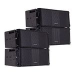 Sound Town ZETHUS Four Dual 8-inch Line Array Speaker System with Titanium Compression Driver, Full Range/Bi-amp Switchable, Black (ZETHUS-208BV2-2PAIRS)