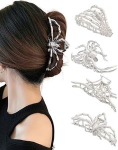 HAIMEIKANG 4 PCs Metal Hair Claw Clips - Irregular Large Non-Slip Styling Accessories for Women's Thick and Thin Hair