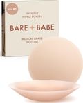Bare Babe Reusable Silicone Nipple Covers - Waterproof, Nude, 4 Shades - Sticky Breast Stickers for Strapless Dress, Crème, Small (Fits AA-B)