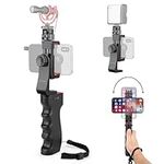 Zeadio Smartphone Stabilizer, Vlogging Hand Grip Video Holder Rig Handle Travel Selfie Stick with Clamp Mount for All iPhone and Android Mobile Cell Phone