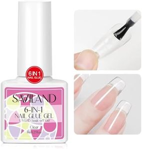 Saviland Gel Nail Glue Press on Nails: 6 in 1 Nail Glue for Acrylic Nails Long Lasting Curing Needed U V LED Hard Solid Gel Extension for False Nail-Tip Women Set