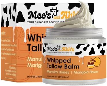 MOO'S AND AHH'S Whipped Tallow Balm - Beef Tallow for Skin with Organic Centella and Olive Squalane | Grass-Fed Beef Tallow Face & Body Moisturizer for Dry Skin (2 Oz, Manuka Honey + Marigold Flower)