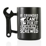 Onebttl Grandad Gifts Coffee Mug with Spanner Handle from Granddaughter and Grandson, 400ml Funny Ceramic Mug for Grandpa