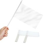 Anley White Mini Flag 12 Pack - Hand Held Small Miniature Solid White Blank Flags on Stick - Fade Resistant & Vivid Colors - 5x8 Inch with Solid Pole & Spear Top