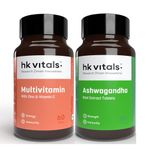 HealthKart hk vitals Ashwagandha & Multivitamin for Men & Women (60 Tablets Each) Combo Pack | With Multimineral, Amino Acids, Taurine and Ginseng