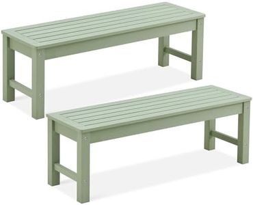Psilvam Outdoor Bench, Two Person Poly Lumber Porch Bench, Weatherproof Garden Bench That Never Rot and Fade, All-Weather Patio Bench Suit for Garden, Porch, and Park (2pcs, Green)