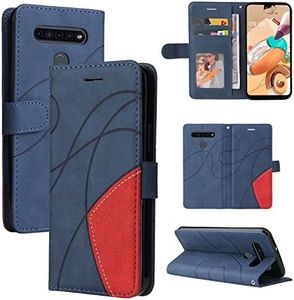 Ttianfa Case Compatible for LG K41S Wallet Flip case,[3 Card Slot] [Magnetic][Stand] Stitching Two-Color Strap PU Leather 360° Shockproof Flip Folio 2& Tempered Screen Protector,Black