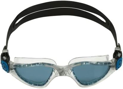 Aqua Sphere Kayenne Adult Swim Goggles - 180-Degree Distortion Free Vision, Ideal for Active Pool or Open Water Swimmers Unisex Adult, Smoke Lens, Transparent/Silver/Petrol Frame,One Size,EP2960098LD