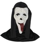 Scream Mask for Adult, Halloween Ghost Mask Scary Skull Face Mask Creepy Latex Mask for Men Christmas Costume, Tongue