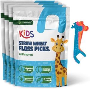 Biodegradable Kids Flossers - Unflavored Dental Floss Picks for Children | Fluoride & Plastic-Free | Colorful & Fun Animal Floss Sticks | Eco Friendly, Vegan, Natural (200 Pack, Unflavored)