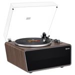 All in One Vinyl Record Player,Bluetooth Turntable Built in 4 Stereo Speakers Phono Preamp,High Fidelity Turntables for Vinyl Records with Magnetic Cartridge AT-3600L,2-Speed,33/45RPM,USB PC Recording