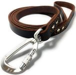 Enthusiast Gear Leather Dog Leash with Locking Carabiner | Strong and Soft Leash for Large and Medium Dog Training and Walking | 6 Ft Long x ¾” Wide Genuine Leather