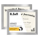 Americanflat 8.5x11 Diploma Frame in Silver with Shatter Resistant Glass - Horizontal and Vertical Formats for Wall and Tabletop (2 Pack)