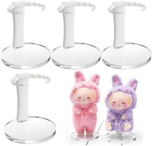 MDOWOK Adjustable Doll Stand for Sitting & Standing Positions - Premium Acrylic Base Display Holder for 3-7" Figures (White 4 Set)