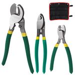 Glarks 3Pcs 6" 8" 10" High Leverage Cable Cutter, Heavy Duty Wire Rope Cutter Sharp Cable Cutting Tool with Comfortable Grip for Aluminum, Copper, Communication Cable, Audio Wire, Bike Brake Cable