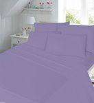 100% Egyptian Cotton Flat Sheet 200 Thread Count Deep Super King Size Bed Plain Dyed Bedding, Lilac