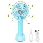 ALEENFOON Portable Handheld Mist Fan Electric Rechargeable USB Battery Powered Water Spray Mini Small Fan Desktop Personal PC Computer Cool Mist Cooling Fan For Home Office Outdoor Sport Travel (Blue)