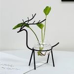 Glass Planter Holder Deer |Glass Pot| Glass Flower Pot| Glass Flower Round Vase Handmade for for Home Decor Round Shape Center Table Bedroom Living Room and Office Decoration (Set of 2) (Black)