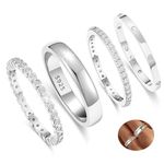 MUCCA 4 Pcs Silver Rings for Women 925 Sterling Silver Ring Cubic Zirconia Silver Rings Exquisite Thumb Rings for Women Stacking Ring Set for Womens Jewellery Birthday Gifts