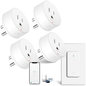 WiFi Smart Outlet Plug with Remote,GreenCycle 4 Electric Smart Plug with Remote,Compatible with Alexa and Google Home via Tuya,15A/1500W,Remote Control from Anywhere,TUV FCC List(2.4G)