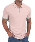 Sailwind Men Polo Shirts for Men Adult Short Sleeve Zip Muscle Fit T Shirts Comfortable Lapel Men's Clothing Fashion Top (Pink, L)