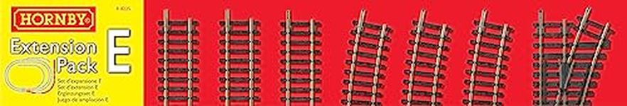 Hornby R8225 OO Gauge Track Extension Pack E - Extra Track Pieces for Model Railway Sets, Model Train Track Pieces, Includes - Straight, Double Straight, Curves, RH Point, Buffer Stop - Scale 1:76