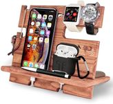 BarvA Gifts for Men Dad Birthday Idea Wood Docking Station Phone Rustic Nightstand Organizer Table Charging Dock Watch Charging Stand Wallet Key Gadget Device Bedside Holder Bedroom Desk Accessories