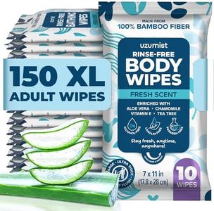 Body Wipes For Adults Bathing No Rinse 150pc XL - Ultra Thick Shower Wipes For Men Women - Personal Cleansing, Hygiene & Camping Essentials, Elderly Care, Travel, Incontinence Disposable Washcloths