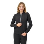 Hanes Women's Scrubs Bomber Jacket, Zip-Up Healthcare Scrub Jacket for Women, Moisture Wicking, New Ebony, Small