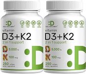 DEAL SUPPLEMENT 2 Pack Vitamin D3 K2 Softgel, 250 Count, 2-1 Complex, Vitamin D3 5000 IU & Vitamin K2 MK7, Promotes Heart, Bone & Teeth Health – Very Easy to Swallow