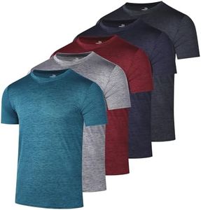 5 Pack: Boys Girls Active Athletic Quick Dry Dri Fit Short Sleeve T-Shirts Crew Neck Tops Teen Gym Undershirts Tees Youth Basketball Clothes Moisture Wicking Tshirt-Set 1,Medium (8-10)