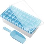 Food-grade Silicone Ice Cube Tray with Lid and Storage Bin for Freezer, Easy-Release 36 Small Nugget Ice Tray with Spill-Resistant Cover&Bucket, Flexible Ice Cube Molds with Ice Container, Scoop Cover