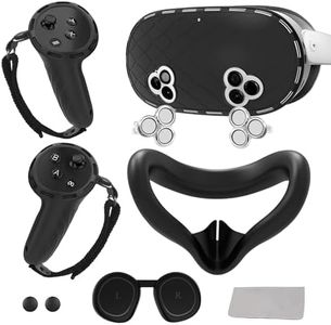 10-in-1 Silicone Cover Set for Meta Quest 3s Accessories, Juylay VR Protective Set for Oculus Quest 3s with Face Cover, VR Shell, Lens Protector, Controller Grip, Joystick Caps, Not Fit Quest 3