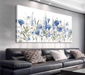 arteWOODS Elegant Flowers Wall Art - Blue White Botanical Pictures for Wall Decor Floral Blossom Canvas Painting Print Artwork for Living Room Bedroom Home Office Wall Decoration 50X100CM