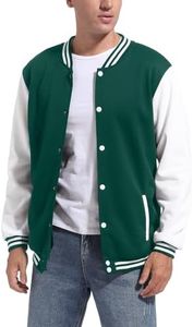 DHSPKN Men's Varsity Baseball Jacket Causal Slim Fit Varsity Letterman Jacket Boys Bomber Jackets, Green, Medium