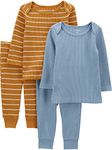 Simple Joys by Carter's Unisex Babies' 4-Piece Textured Set, Pack of 2, Gold/Blue, 6-9 Months