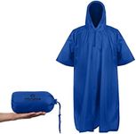 Hiking Poncho: Lightweight, and Waterproof Jacket for Men Made Of Ripstop Nylon With Adjustable Hood (Blue) | Ponchos For Adults