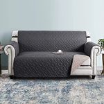 Imperial Rooms Sofa Covers 2 Seater Reversible Quilted Sofa Slipcovers Water Resistant Adjustable Elastic Straps Sofa Cover Sofa Protector For Kids & Pets (Dark Grey-Beige)