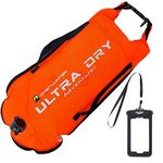 Swim Buoy Tow Float Highly Visible Swimming Float Dry Bag with Adjustable Waist Belt, Carry Strap, Waterproof Phone case for Open Water, Water Sports, Swimming 28 l Orange