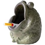 HEER Ceramic Ashtray for Cigarettes, Cute Funny Toad Frog Shape Ash Tray Set for Indoor Outdoor, Windproof Desktop Smoking Ash Holder for Smokers, Vintage Cool Home Office Decoration.